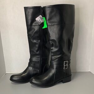 Arizona Jean Com. Denmark Black Faux Leather w/buckles Size 9.5 NWT
